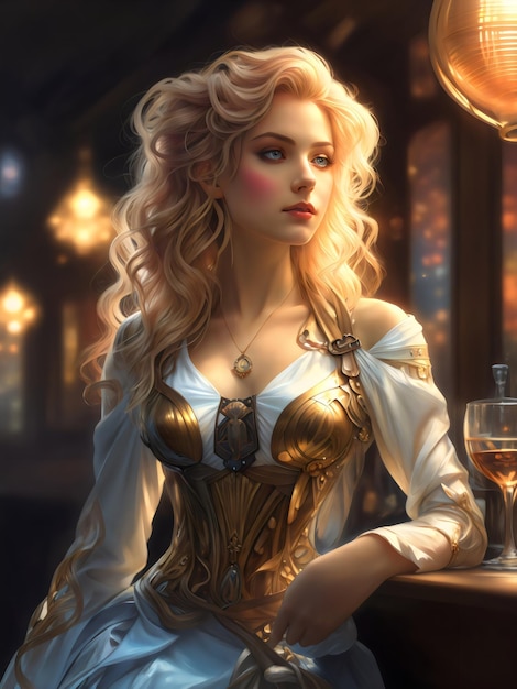 3D-персонаж женщины с золотыми волосами в мультяшном стиле, созданный с помощью Generative AI
