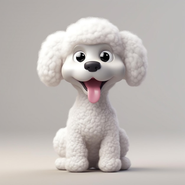 3Dカートゥーンスタイルの可愛いプードル犬