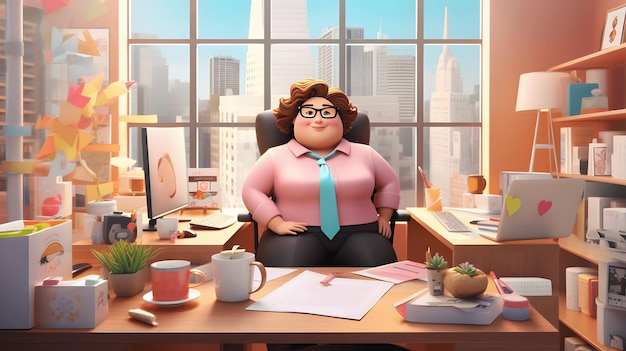 3D cartoon style fat business man