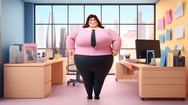 3D cartoon style fat business man