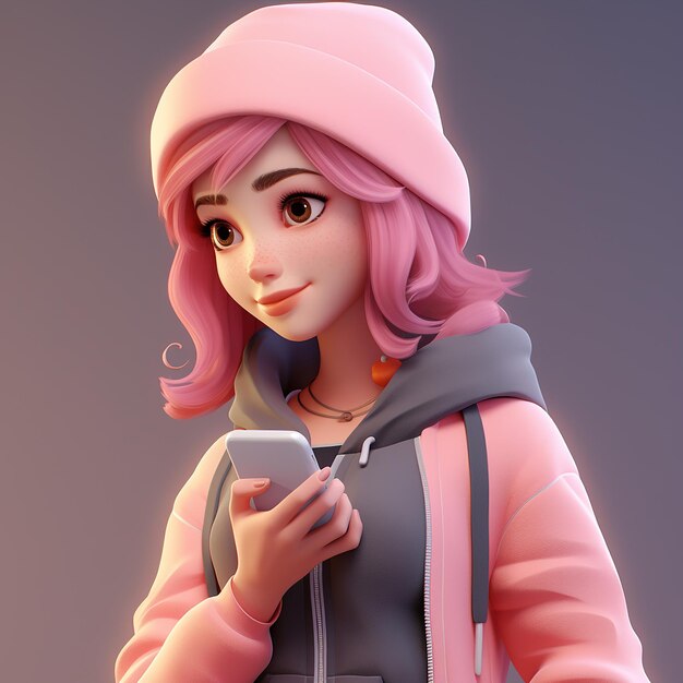 3D cartoon teenage girl character