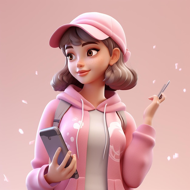 3D cartoon teenage girl character