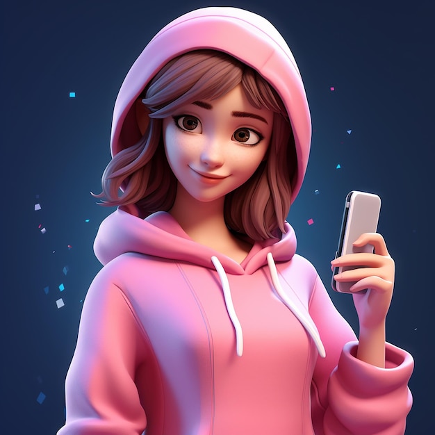 3D cartoon teenage girl character