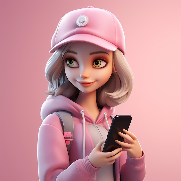 3D cartoon teenage girl character