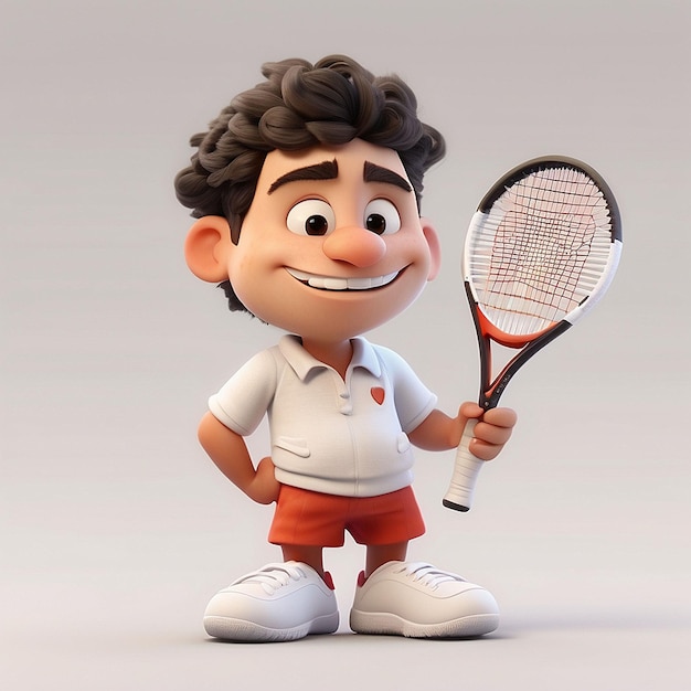3D cartoon tennisspeler personage