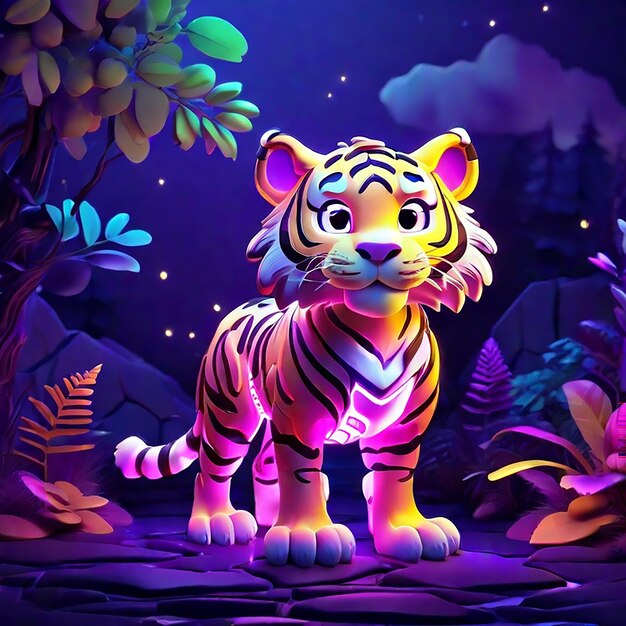 3d cartoon of a tiger character generated by ai