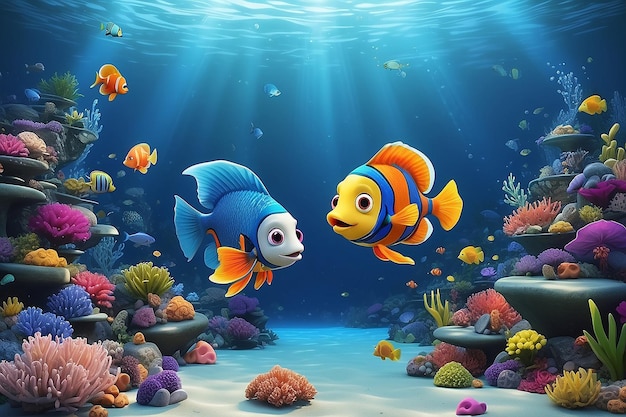 3d cartoon vis onder water