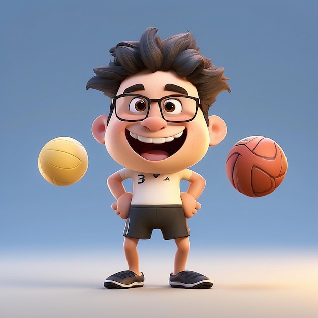 3D cartoon volleybal personage