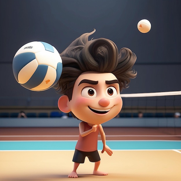 3d cartoon volleyball character