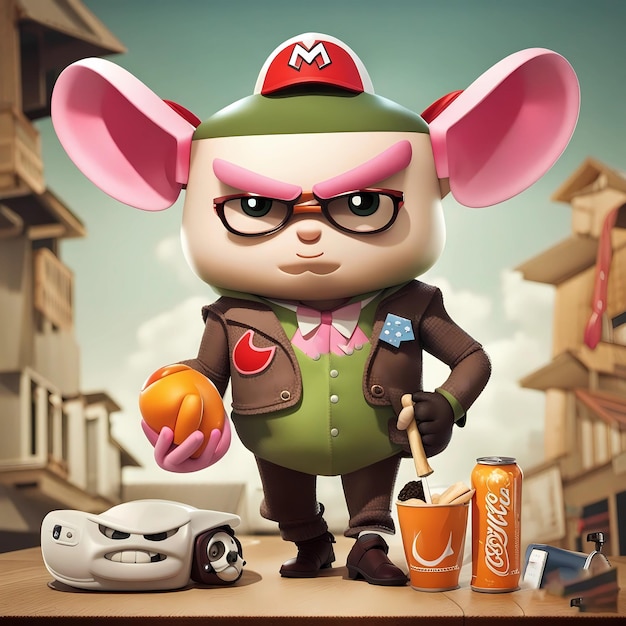 3d Cartoon Witte Muis Detective