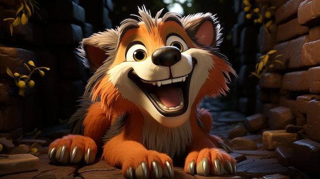 A 3d cartoon Wolf grinning Disney style art photo