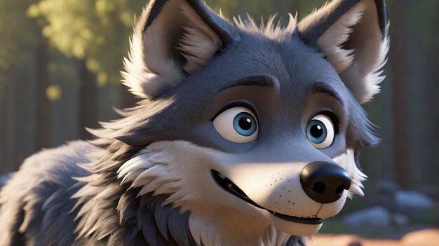 Photo a 3d cartoon wolf