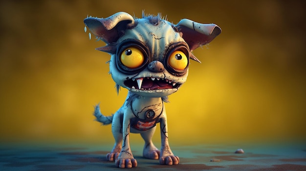 3d cartoon zombie dog character generative AI