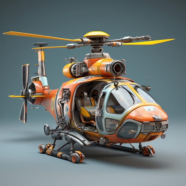 3d cartoonist helicopter