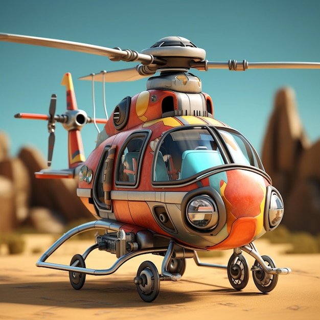 3d cartoonist helicopter