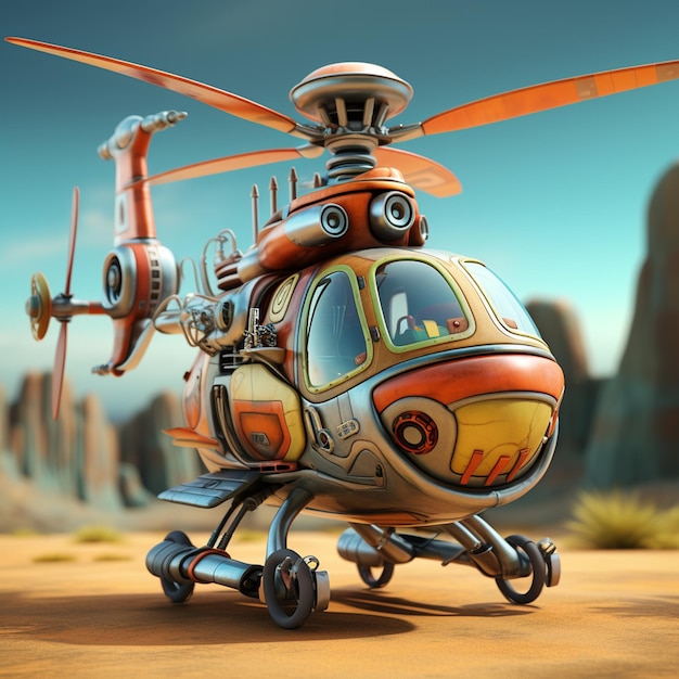 3d cartoonist helicopter