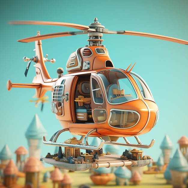 3d cartoonist helicopter