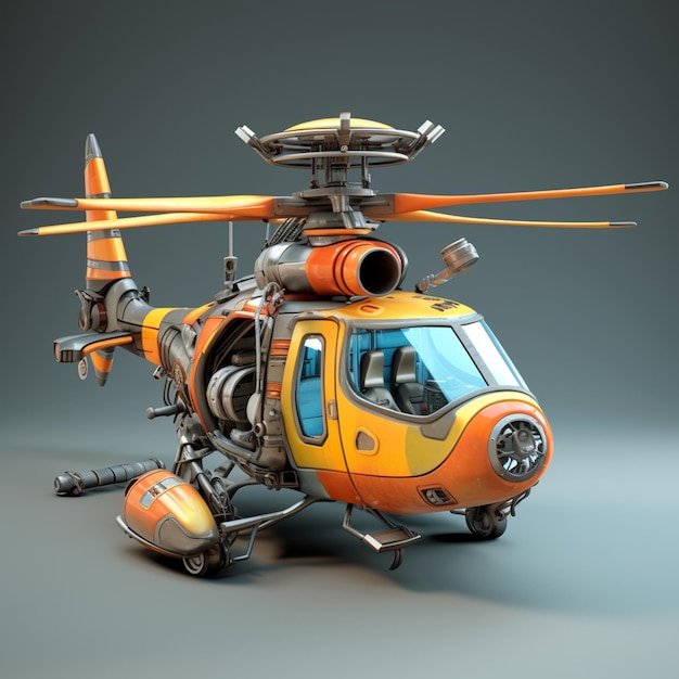 3d cartoonist helicopter