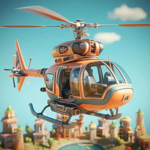 3d cartoonist helicopter