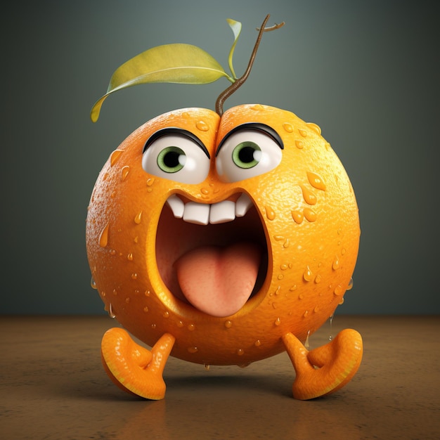 3d cartoonist orange fruit