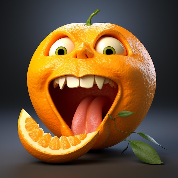 3D-cartoonist oranje fruit