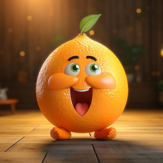 3D-cartoonist oranje fruit