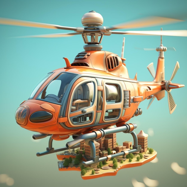 3D-cartoonistische helikopter