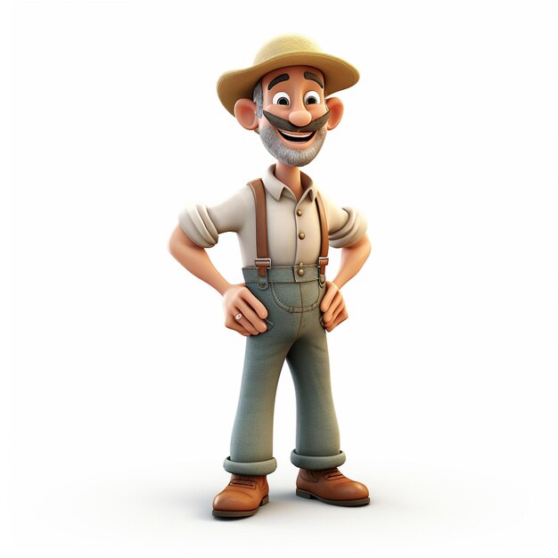 Foto farmer in stile cartone animato 3d