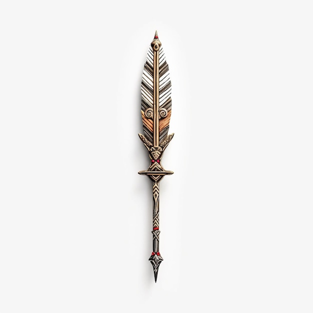 3d Carved Steel Arrow With Fine Feather Details In Phoenician An