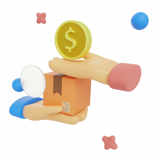 3D Cash OnDeliveryのイラスト