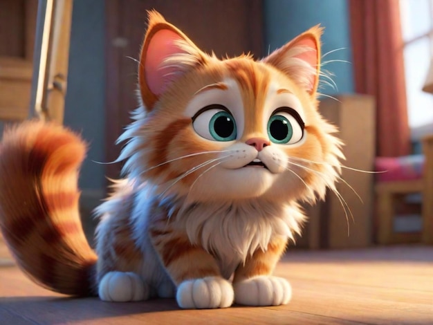 A 3d cat cartoon character