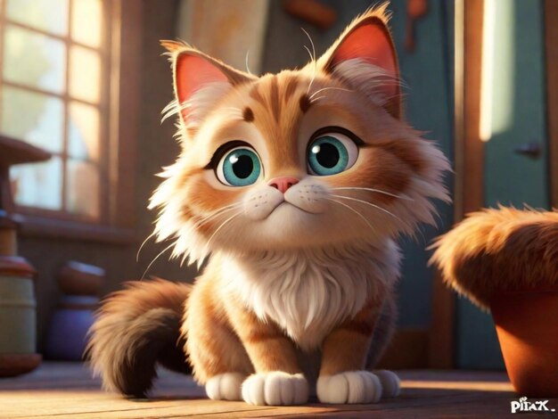 Photo a 3d cat cartoon character