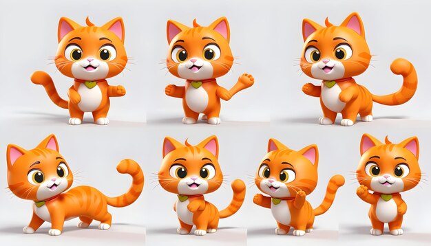 3D CAT CHARACTER SET