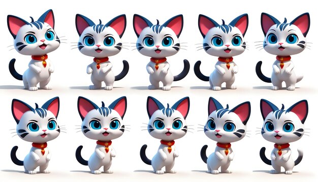 3D CAT CHARACTER SET