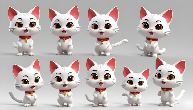 3D CAT CHARACTER SET