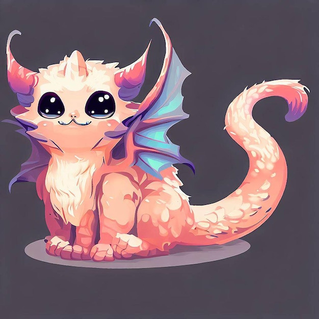 3D cat dragon illustration