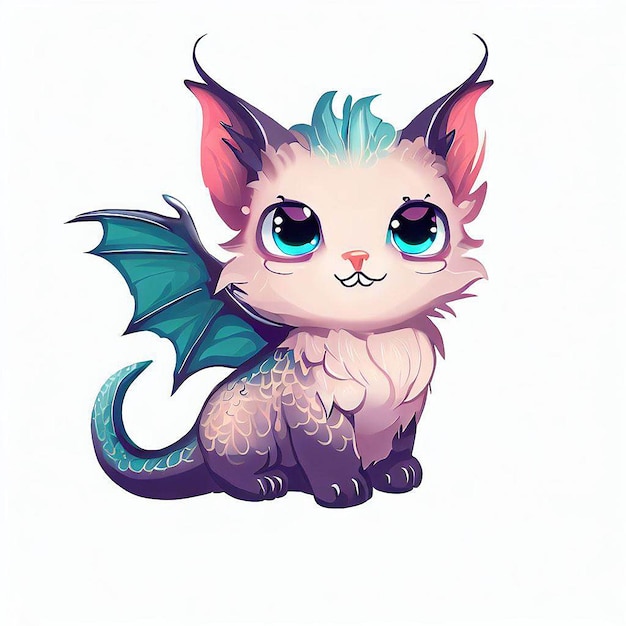 3D cat dragon illustration