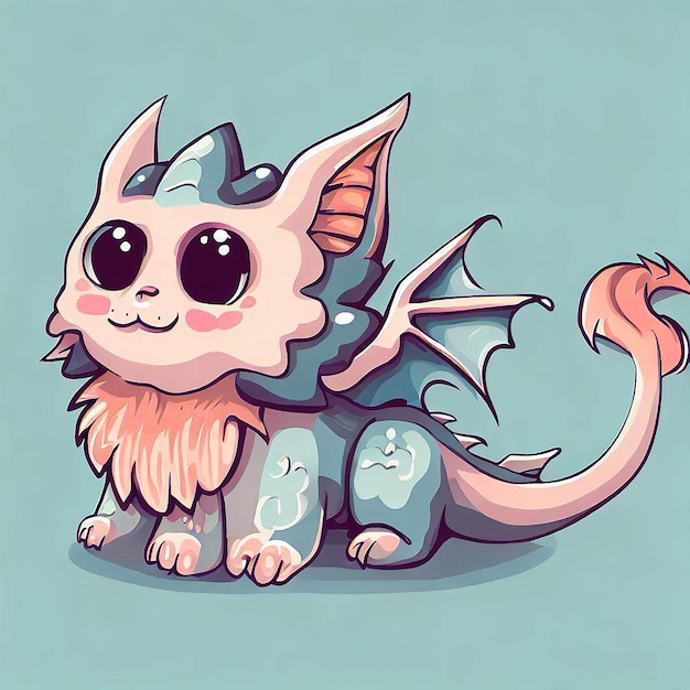 3D cat dragon illustration