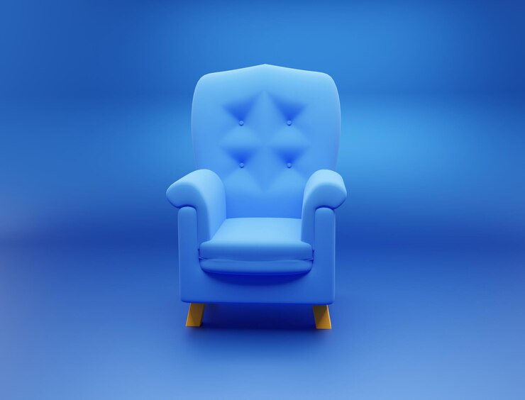 3d стул синий с синим фоном