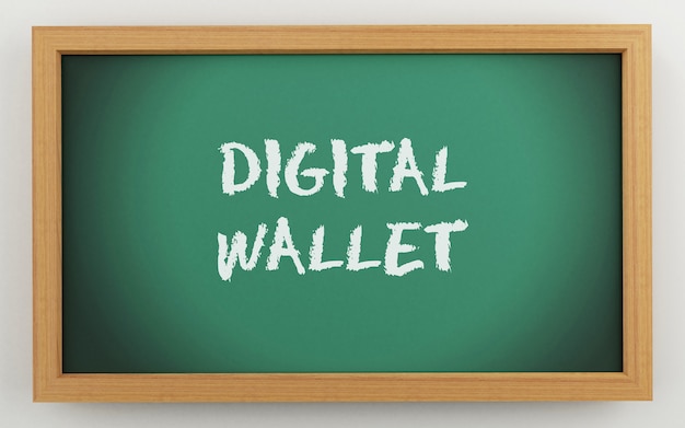 Photo 3d chalkboard with digital wallet text