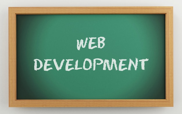 3d chalkboard with Web development text