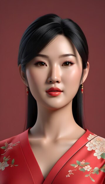 3d character asian woman