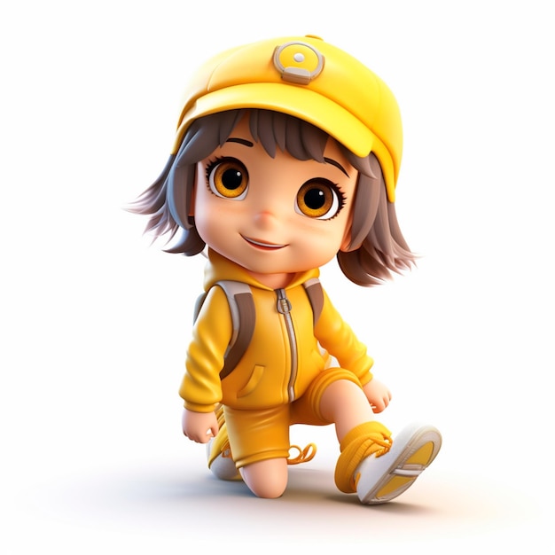 3D персонаж красивой девушки для кампании желтого сентября