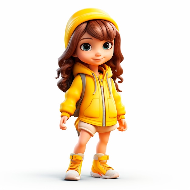 黄色の 9 月キャンペーンの美しい女の子の 3 d キャラクター