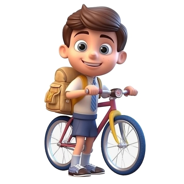 3d Character cute boy a cute school boy back to school