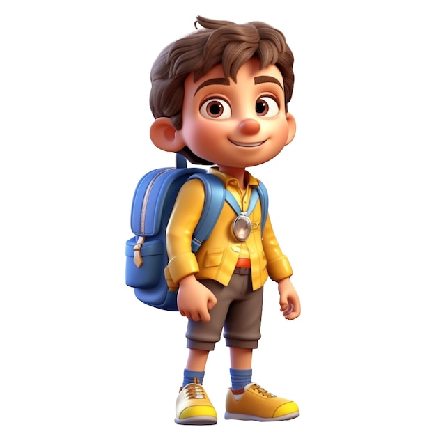 3d Character cute boy a cute school boy back to school