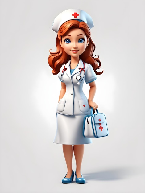 Photo 3d character of cute nurse medical staff