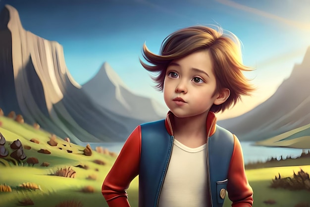 3d character fashion little kid on background