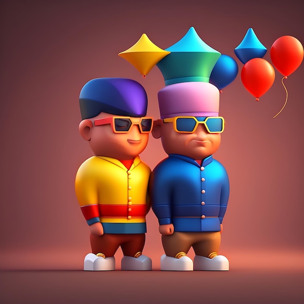 3d character of friends for Happy friendship Day