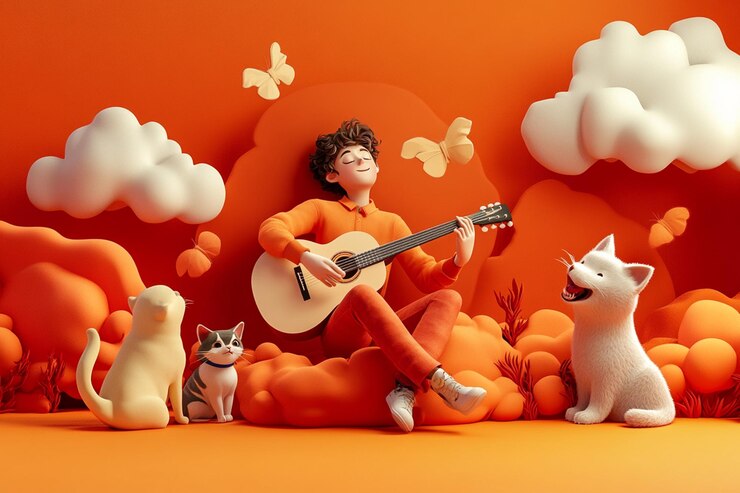 Photo 3d 캐릭터 기타 연주